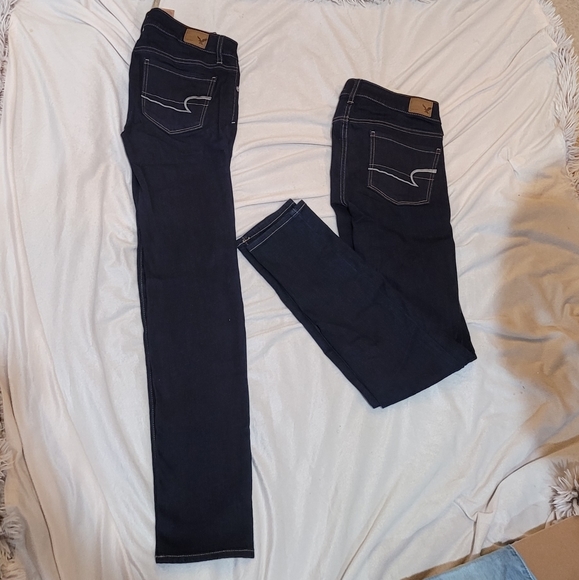 2 PAIRS NWT AMERICAN EAGLE SKINNY JEANS DARK WASH - Picture 5 of 11